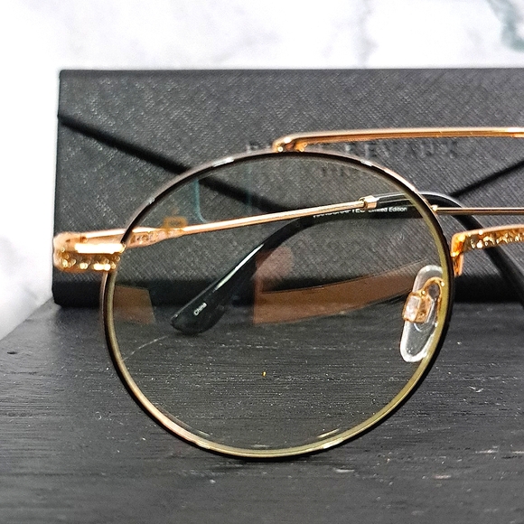 NEW Blue light filtering glasses by PRIVE REVAUX, round gold, Rx'able - Picture 3 of 7